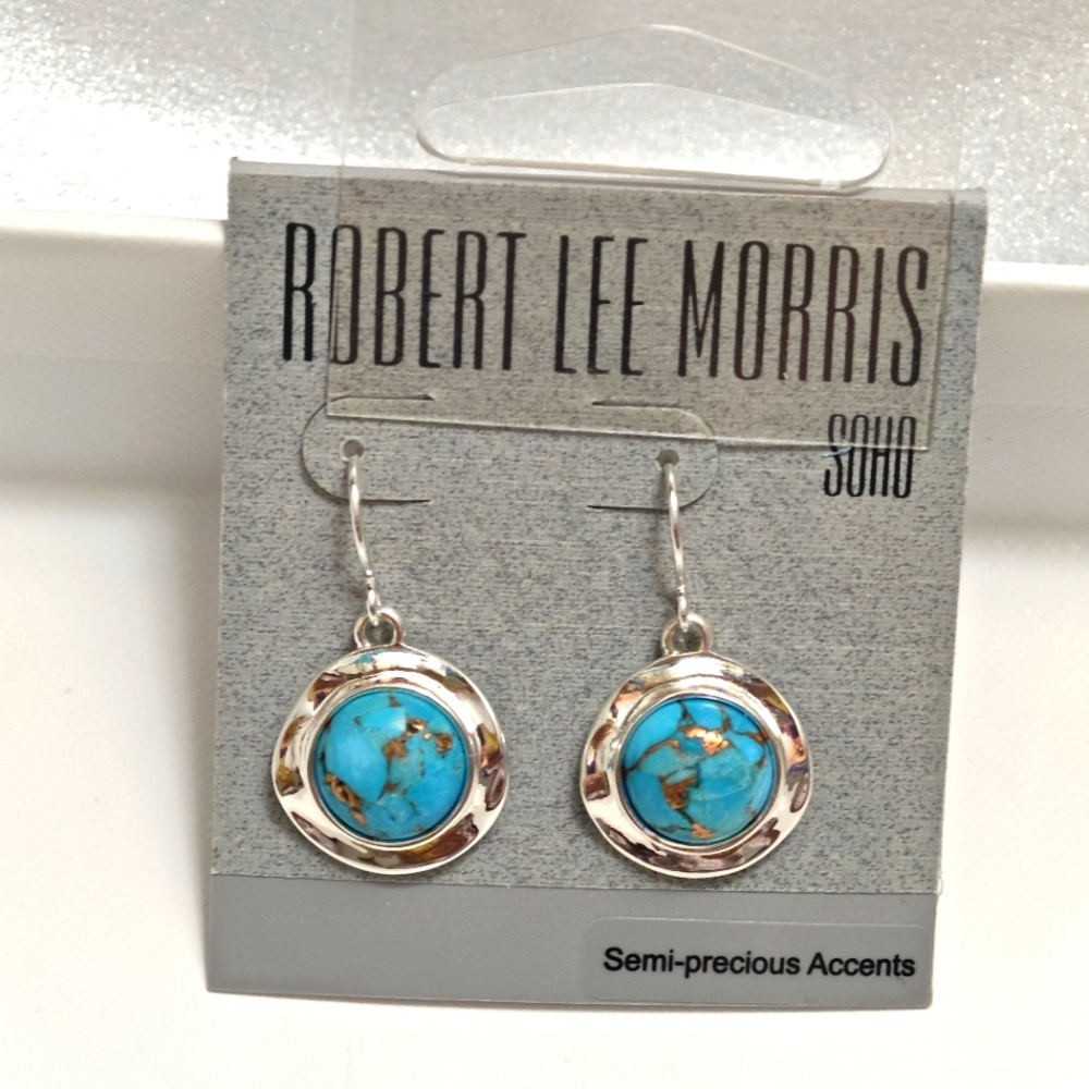 Robert Lee Morris SOHO Cabochon Turquoise Drop Earrings